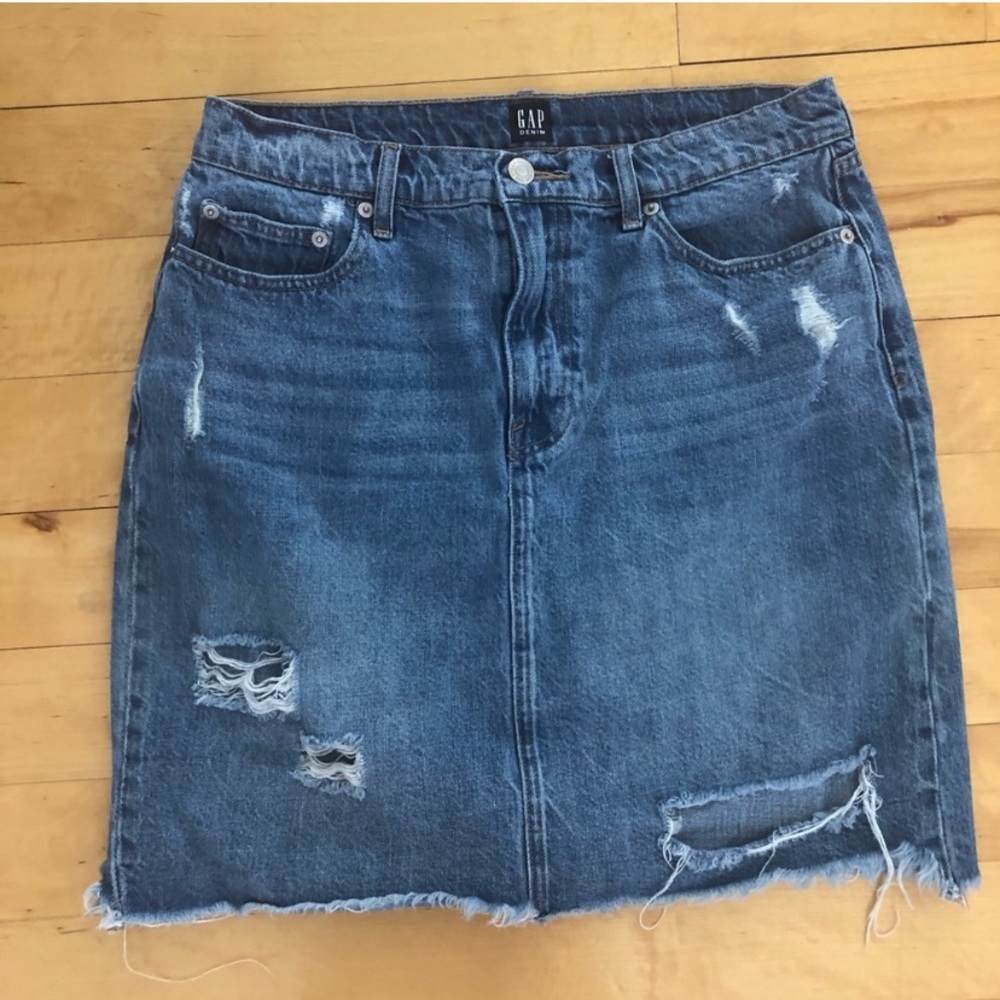 Gap Distressed Denim Pencil Skirt